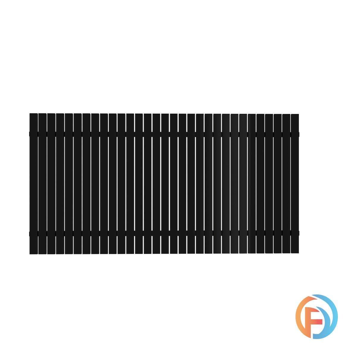 Vertical aluminium slat fencing: no climbable horizontal rails