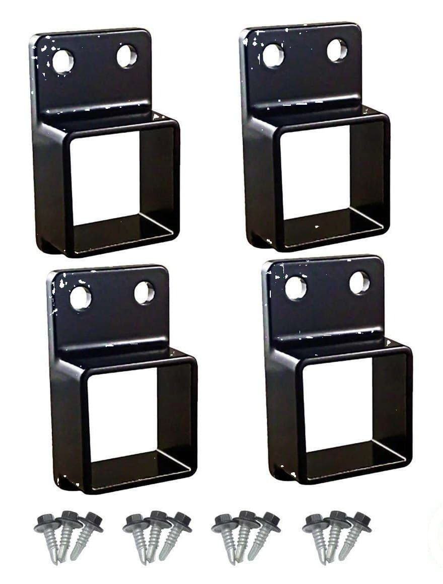 Black aluminium fence panel brackets with tek screws